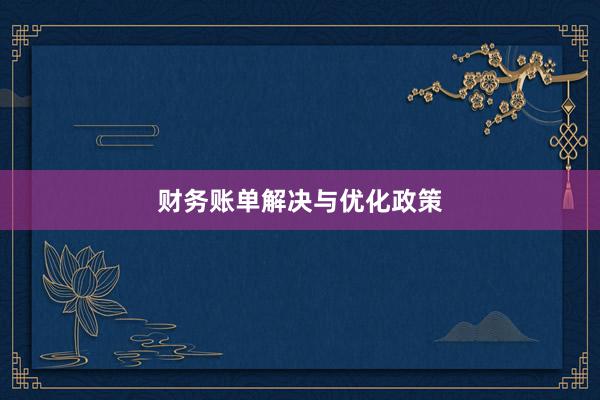 财务账单解决与优化政策